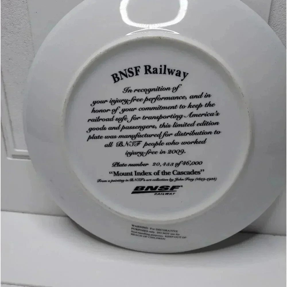 Mount Index Of The Cascades BNSF Railroad Plate Porcelain